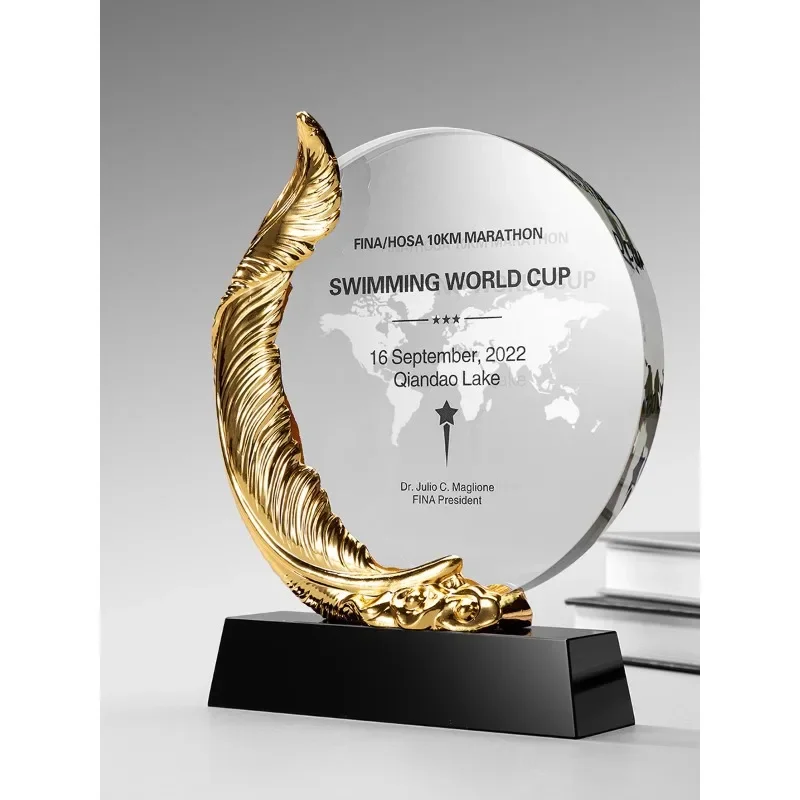 

Customized Crystal Trophy Competition, Outstanding Employee Group Medal, Metal Gold Silver Copper, Award Souvenirs, Decor, 1Pc