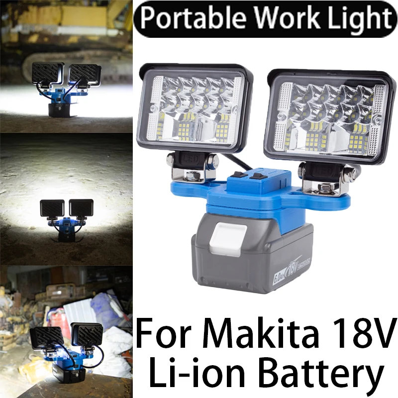 12W Cordless LED Worklight 5600LM 2head USB Fast Charge For Makita 18V MAX XR 18 Li-Ion Battery Camping Portable Lantern