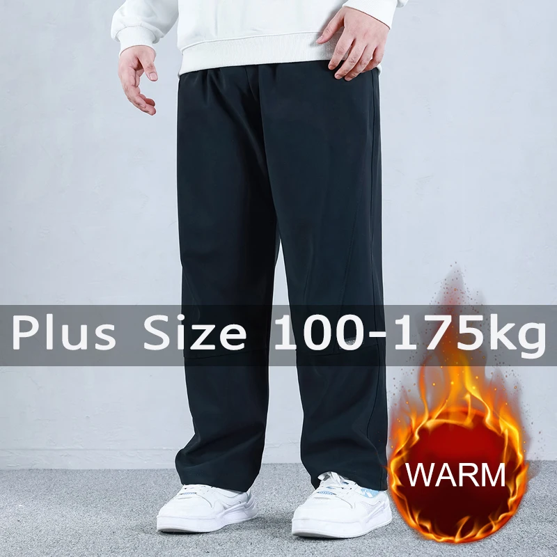 حجم كبير الرجال السراويل الشتاء الدافئة أفخم بطانة بلون السراويل الطويلة 6XL 7XL 8XL 9XL 10XL 100-150 كجم كبيرة الحجم الرجال الملابس #1