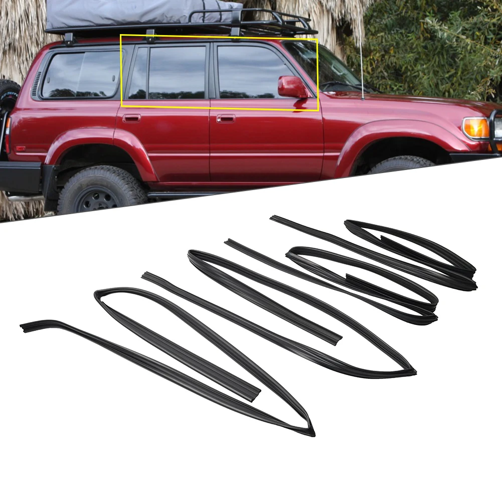 4x Car Door Window Weatherstips Seal Strip Glass Run Rubber For Toyota Land Cruiser FZJ80 FJ80 91-97 For Lexus LX450 FZJ80 96-97