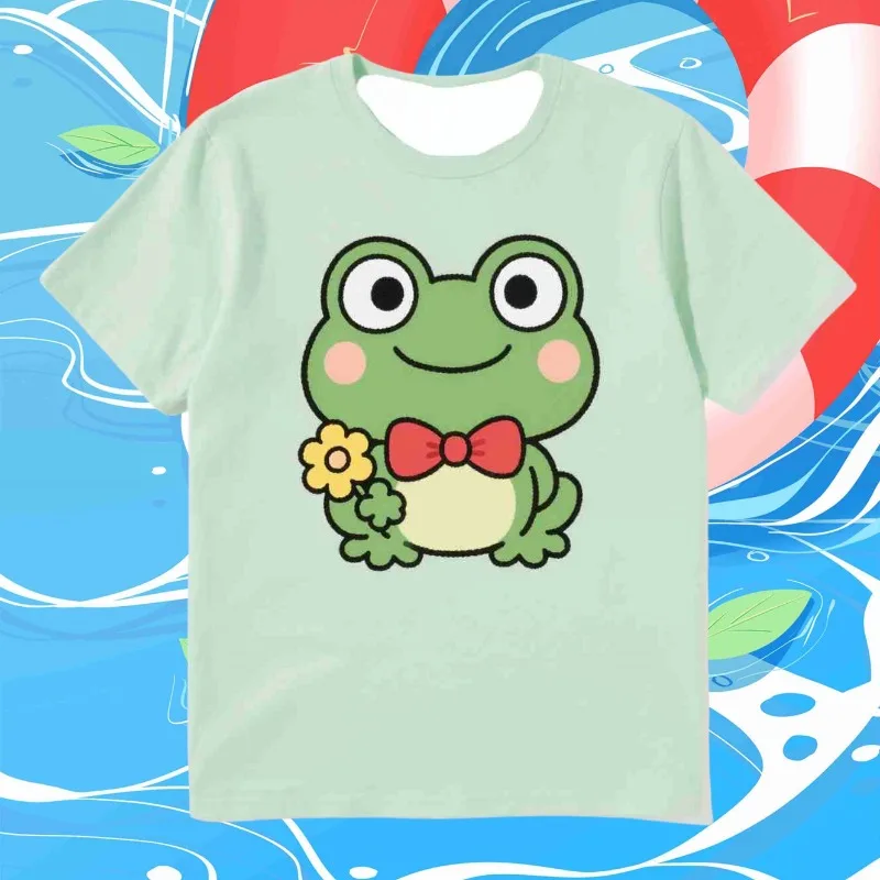 

MOTO-джентльменская лягушка" футболка с милым мультяшным 3D принтом, детская летняя футболка с короткими рукавами