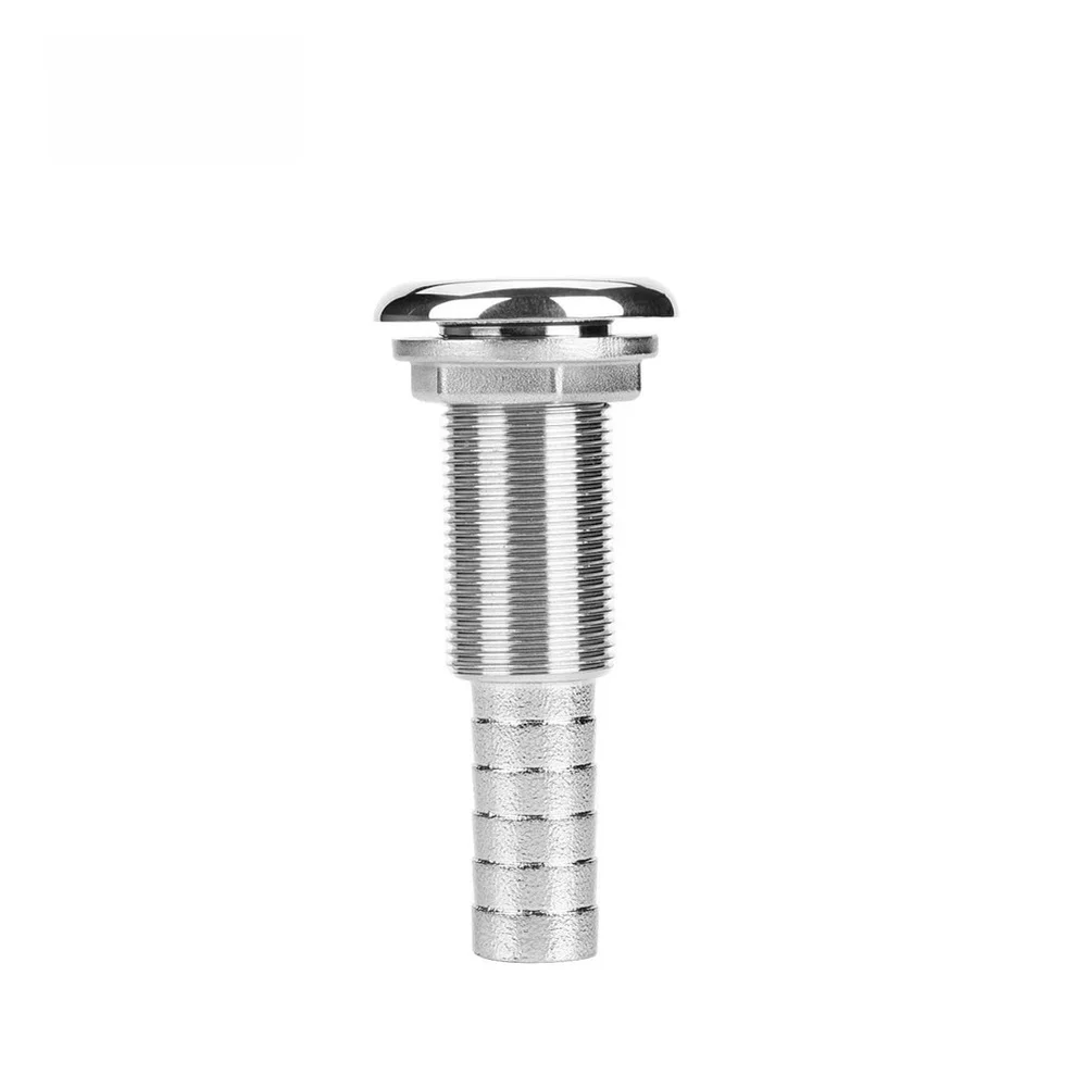 316 Stainless Steel Boat Drain Outlet Vent with Barbed Half-Thread for Thru-Hull Drainage on Marine Vessels and For Yachts