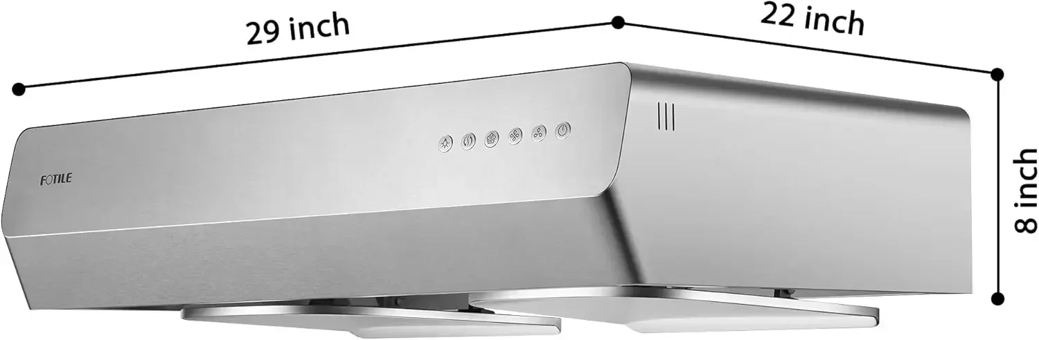 FOTILE Pixie Air UQS3001 30” Stainless Steel Under Cabinet Range Hood, 800 EQUIV. CFM Kitchen Over Stove Exhaust Vent with LED