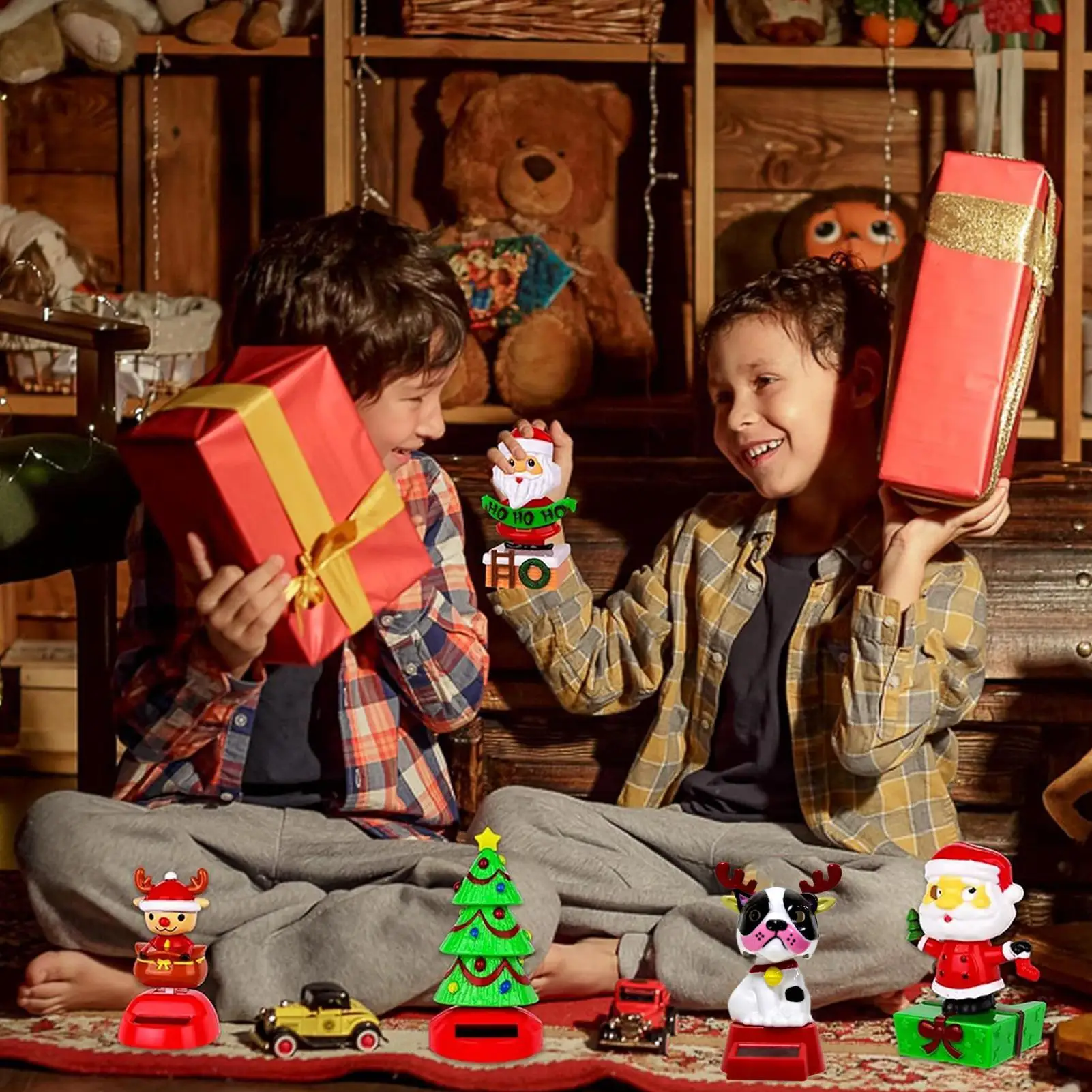 Christmas Dashboard Dancing Toy Decorative Solar Dancer Figurines Santa Claus 6 Pieces Holiday Decoration Swinging Head For Dorm