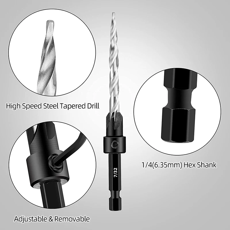 High Speed Steel Hex Shank Taper Drill Counter Sink Holes Drilled Carpenter Countersink Bit Reaming Drill