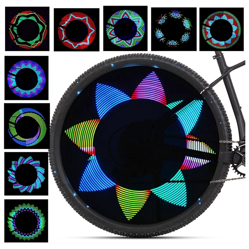 Bike Wheel Lights, RGB LED Waterproof Bicycle Spoke Light, 32 LED Lights 18 Changes Patterns, For 20Inches Or Above Bike