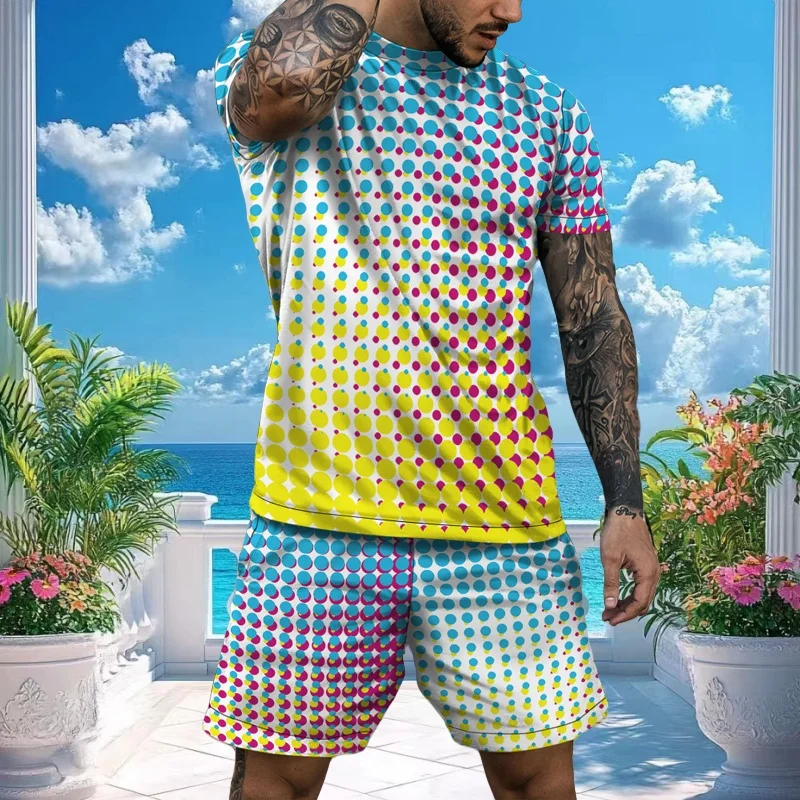 

Summer Hot Selling Men's Shorts Short Sleeved 3D Printed Set Outdoor Quick Drying Breathable Fashion Comfortable Thin Set