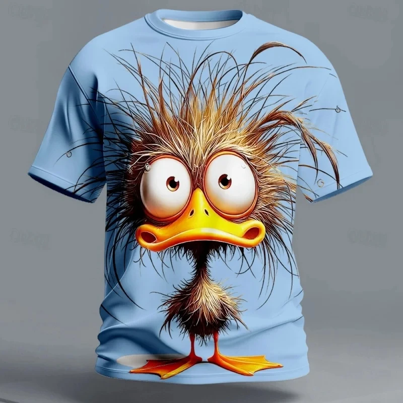 Funny Duck T-Shirts Cartoon Animal Pattern 3D Print Men's Short Sleeve O-Neck T Shirt Casual Harajuku Y2K Tops Tees Men Clothing