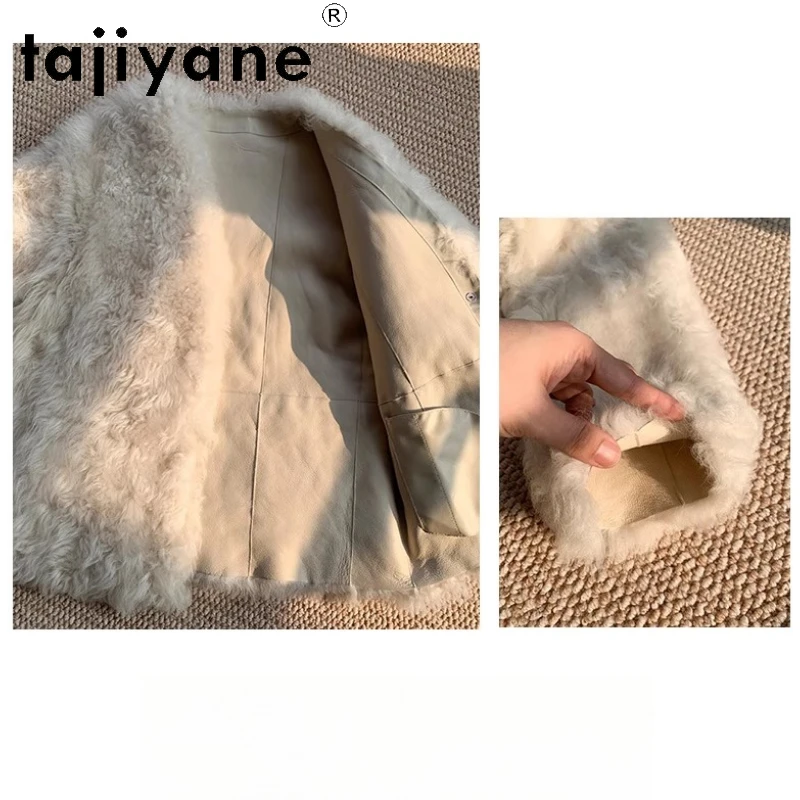 TAJIYANE 100% Real Tuscany Wool Sheepskin Fur Coat Woman Stylish Red Outerwears Warm Jacket 2025 Winter Clothes Women fourrure