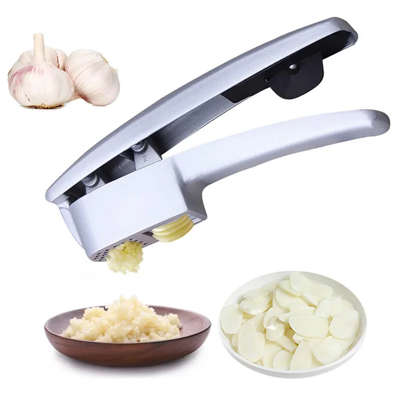 Aluminum Alloy Garlic Press Crush & Slicing Hand Hold Tools Vegetables Ginger Squeezer Masher Kitchen Accessories