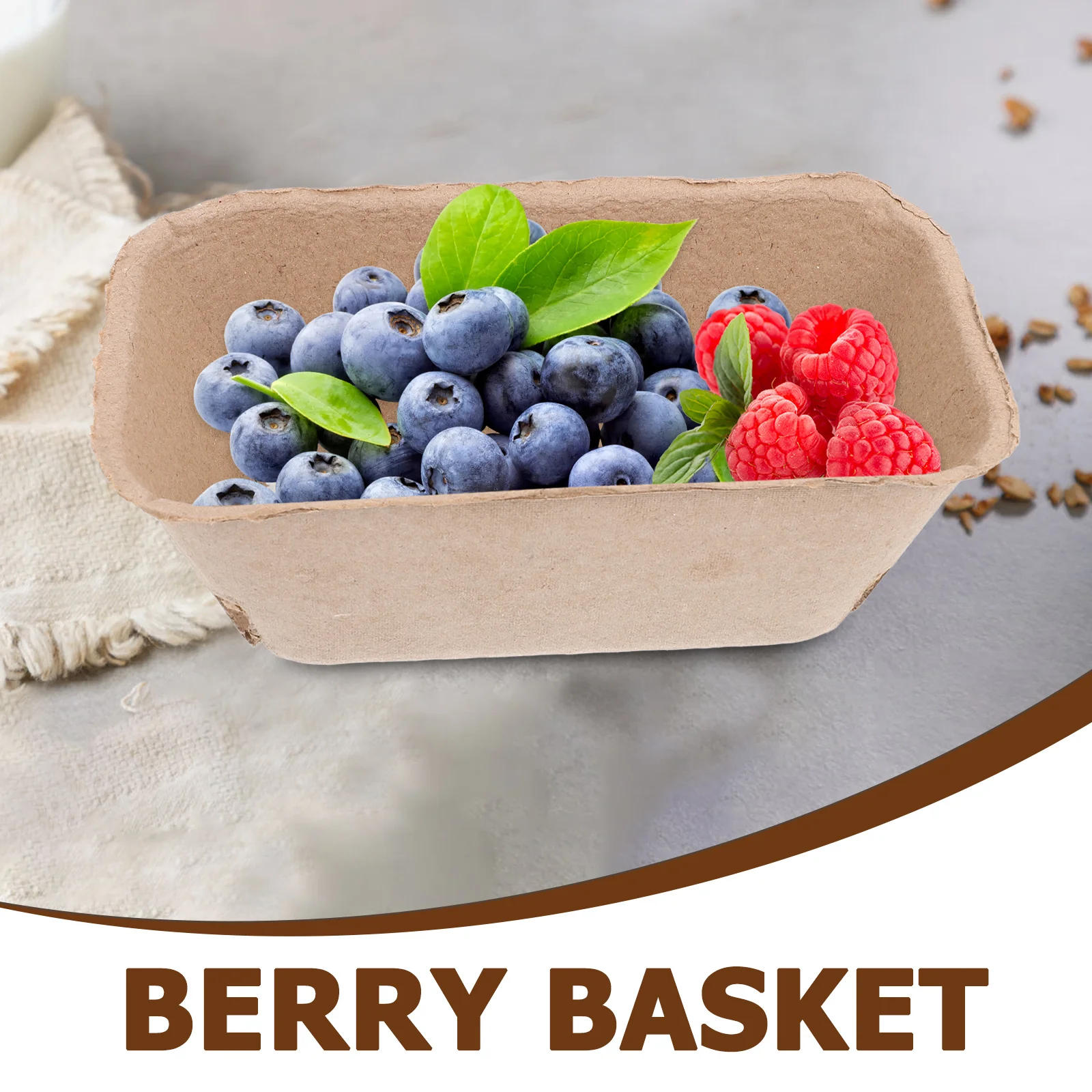 

20Pcs Household Fruit Trays Berry Storage Basket Reusable Paper Pulp Container for Fruits Vegetables Snacks Decorative Holder