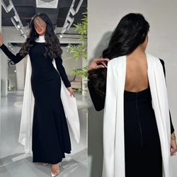 Prom Dress Saudi Arabia Formal Modern Style  Evening O-Neck A-line Draped Ankle-Length Satin Bespoke Occasion Dresses