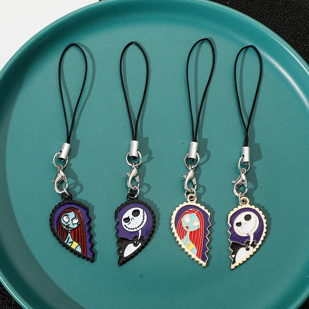 Disney-Nightmare Before Christmas Handykette, trendiger Anhänger, Herzband, süßes Mädchen-Schlüsselschnur, mobiles Schlüsselband