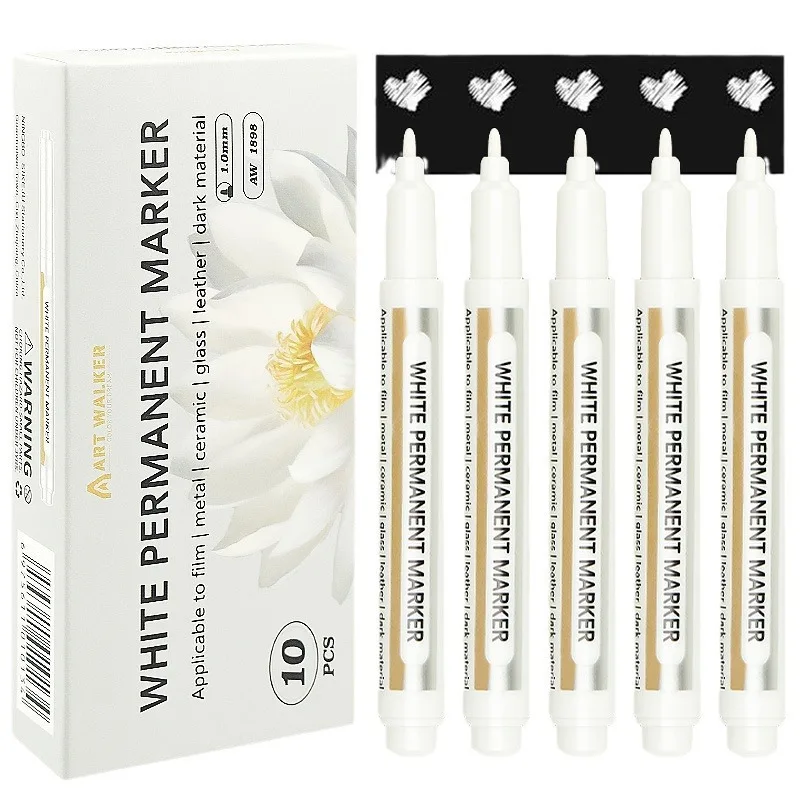 1-10 Pcs DIY Waterproof White Highlight Waterproof Marker Pens Student Supplies Craftwork Pen Graffiti Art Painting