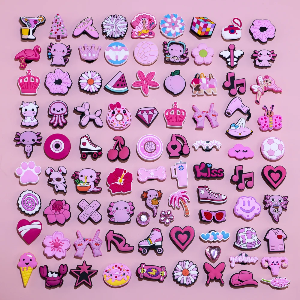 20/50/100 sztuk losowe różowe zawieszki do butów dla kobiet dziewczynki śliczne różowe perfumy ozdoby do butów przypinki dla dziewczynek prezenty akcesoria do sandałów