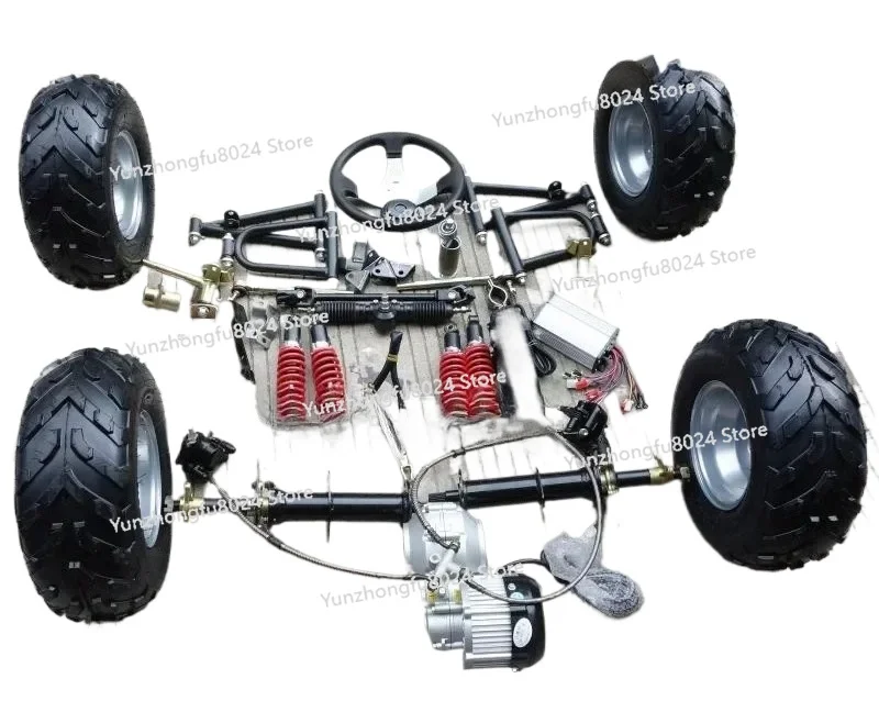 

Electric four-wheel drive kart front suspension steering gear differential shaft transmission rear axle motor 7-inch tire