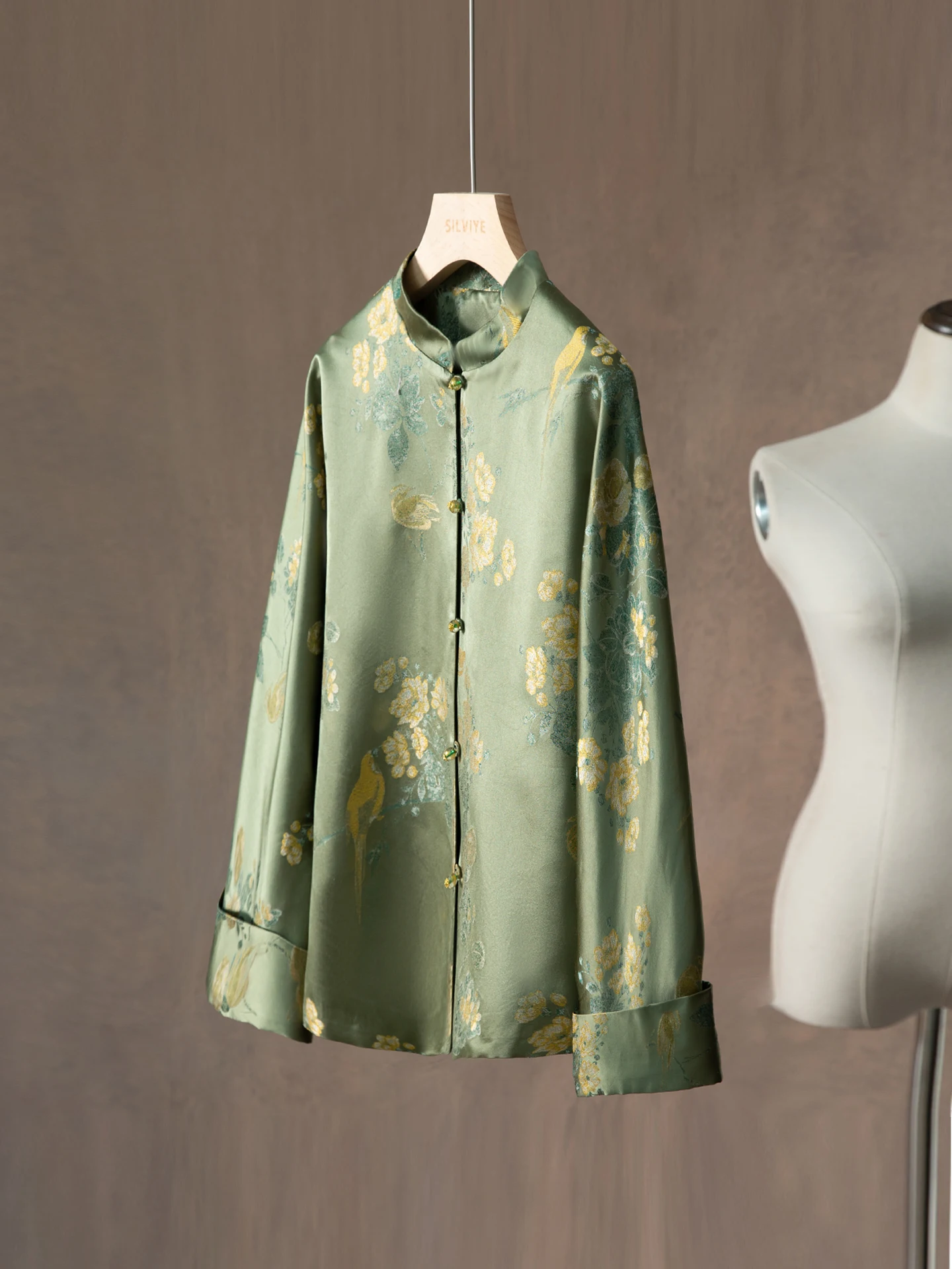 

Шелковый кардиган с вышивкой в китайском стиле Сун Цзинь, 100% натуральный шелк, высокое качество, женский, с воротником-стойкой, свободный крой