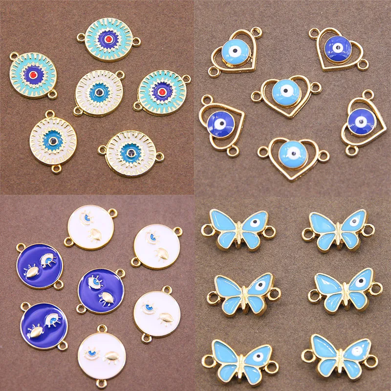 6pcs Enamel Fatima Hand Lucky Eye Charms Connectors For Bracelet Earring Pendant Accessory DIY Bohemia Hands Charm Jewelry Make