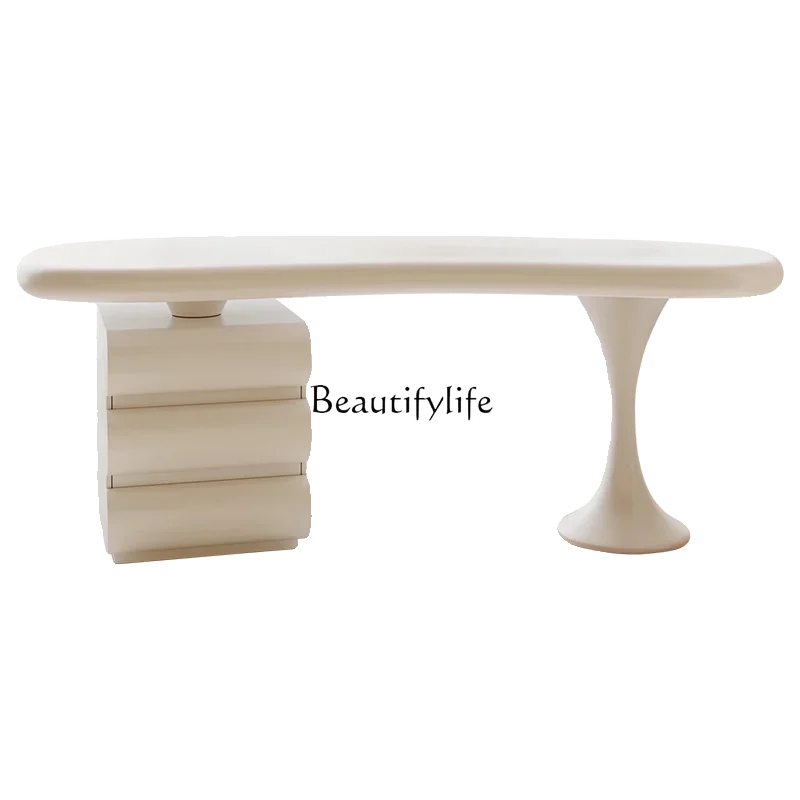 

Z.Italian minimalist desk light luxury modern high-end solid wood computer desk