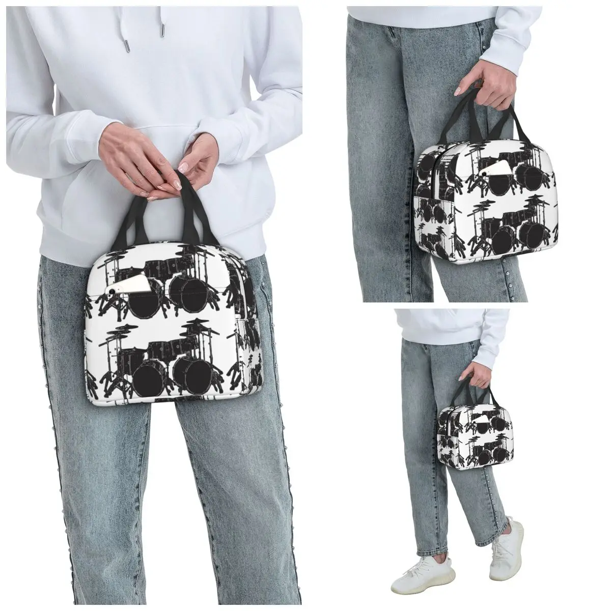 Drum Kit Insulated Lunch Bag for Kids School Cooler Thermal Food Box Tote Portable Lunch Boxes Container