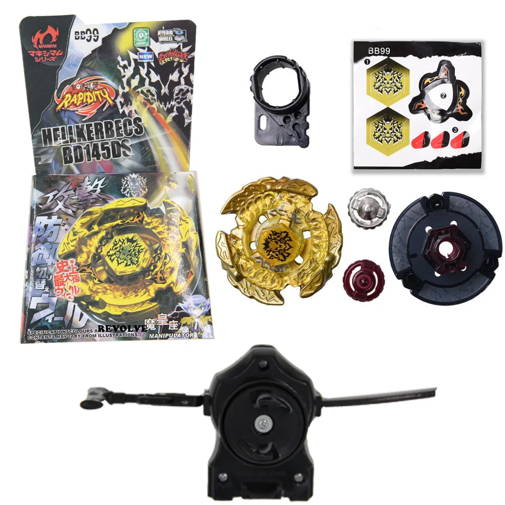 B-X TOUPIE BURST BEYBLADE Kreis Satan Hell Kerbecs BD145DS BB99 Hades Metal, Empaque Simple + Lanzador de Línea Negra