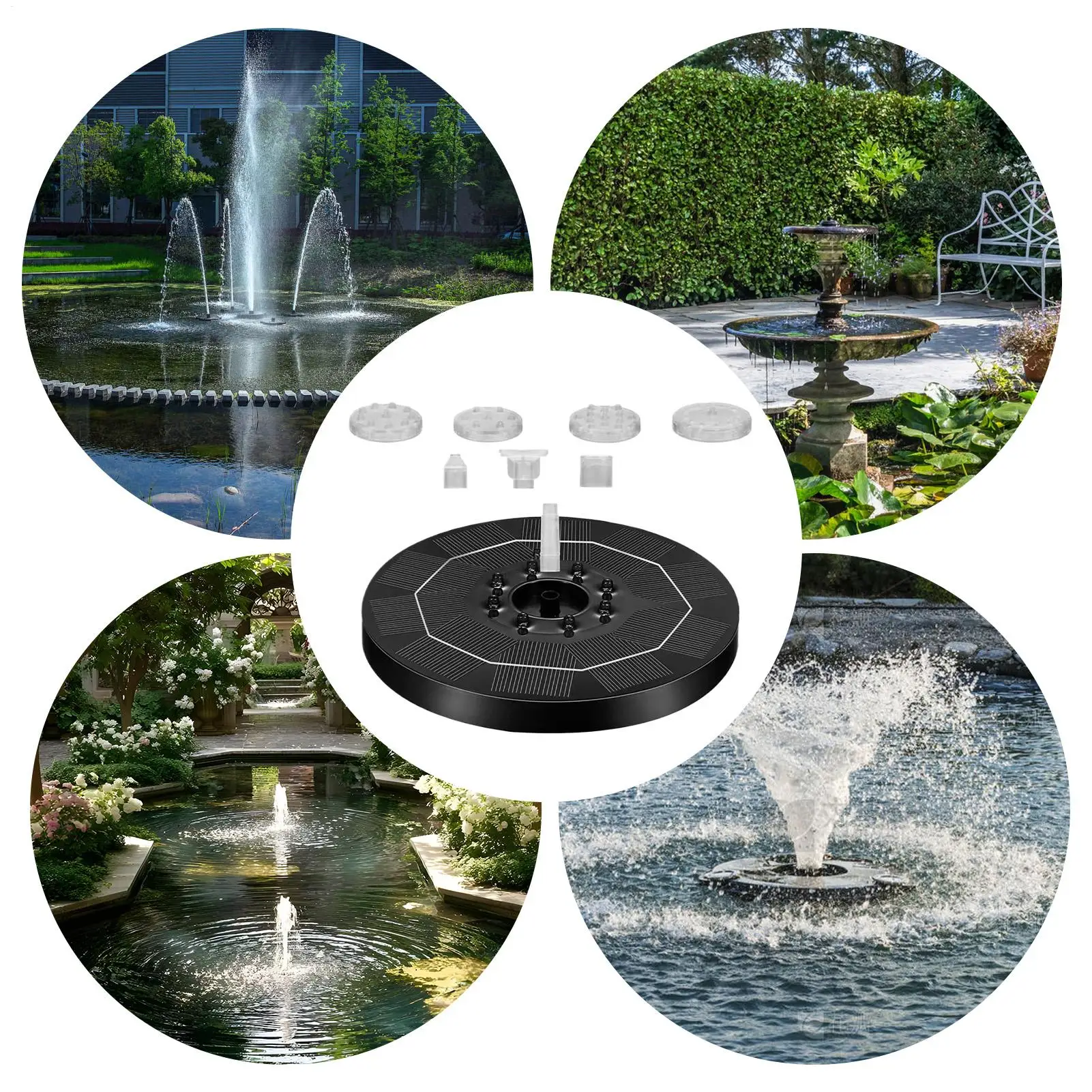 

Fountain Pump Solar Adjustable Light Up 6 Nozzles Outdoor Birdbath Fountain Pump For Yard Patio Balcony Lawn Pond Park Decor
