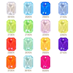 Rectangular Octagonal Shaped Flatbase Glass Sewing Rhinestone Electric Neon High Quality Crystal Stones Wedding Dress Decoration
