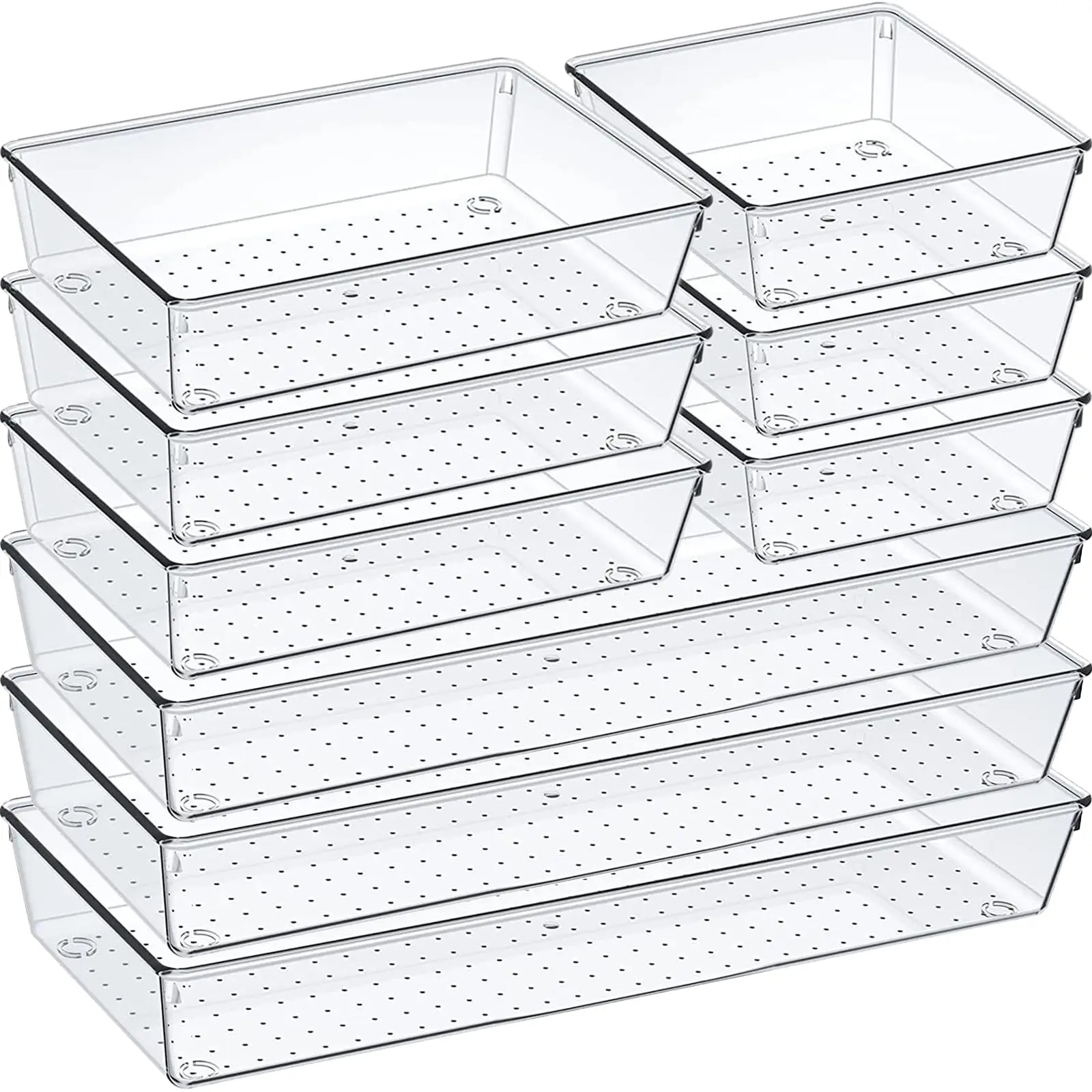 60/6/9/12er-Pack Schubladenorganizer Transparente Kunststoffbehälter für Badezimmer Schminktisch Aufbewahrung, Haushaltsorganisation Make-up-Set