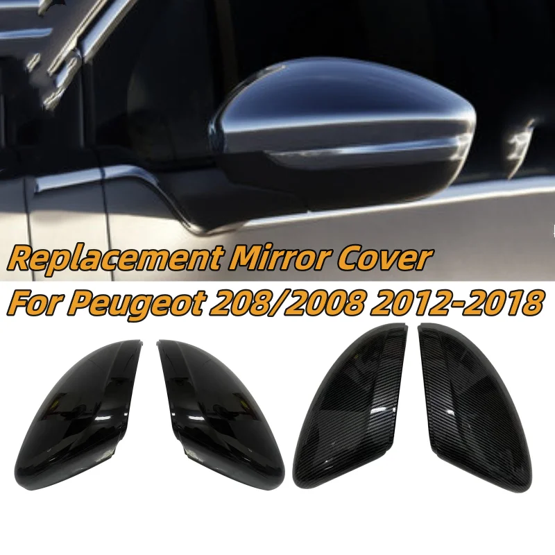 2 szt. czarny/karbonowy zamiennik bocznych lusterek wstecznych do Peugeot 208 / 2008 2012-2018