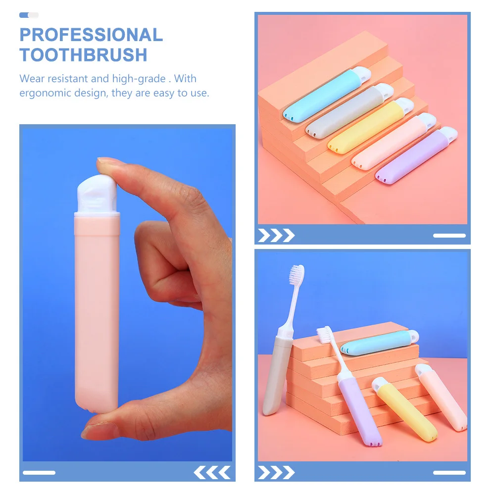 

5Pcs Foldable Toothbrush High-Grade Material Lightweight Travel Toothbrush Comfortable Grip Folding Teeth Brush for Daily