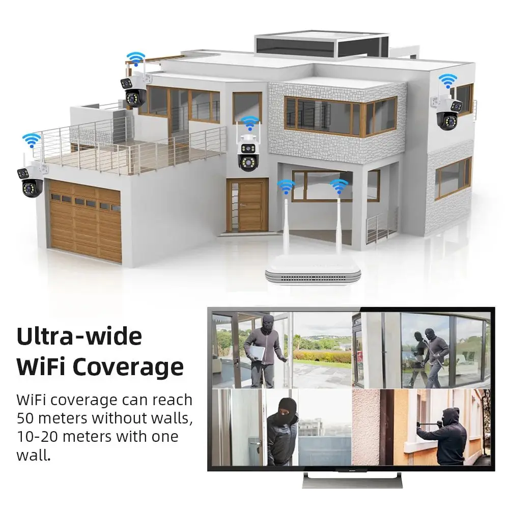 Icsee Xmeye 6MP 8채널 무선 홈 보안 카메라 키트 시스템 와이파이 PTZ 네트워크 WIFI NVR 키트 홈 WIFI 6MP 듀얼 렌즈 카메라 키트