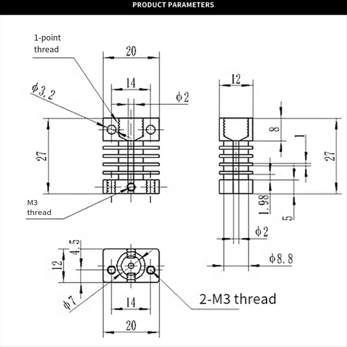 (B63C) CR-10 Heat Sink Radiator Hotend Upgrade for Ender-3 3D Printer Extruder Hot End Accessories