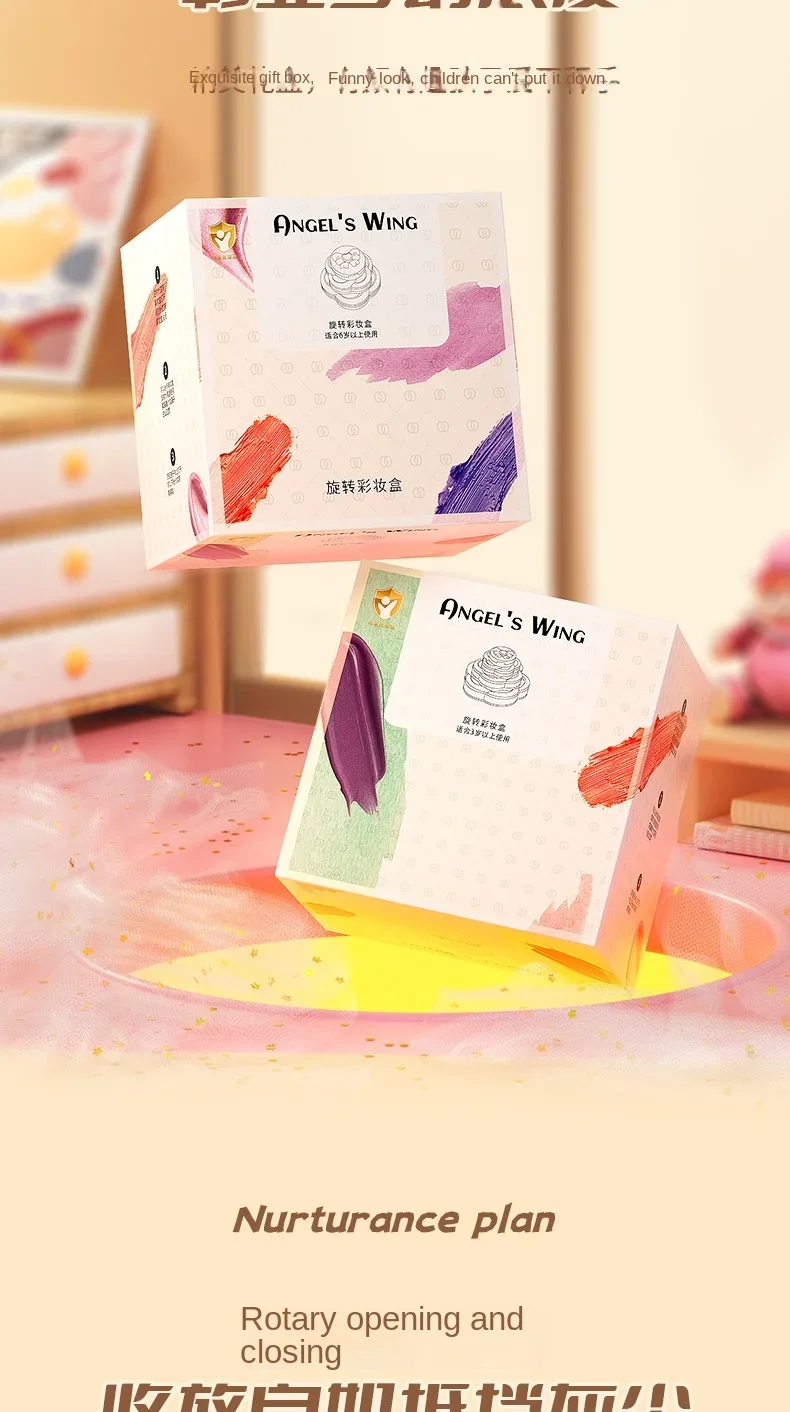 Make-up-Box mit Drehöffnung, Kosmetikspielzeug für kleine Mädchen, Prinzessinnen-Make-up-Set zur Förderung von Kreativität und Fantasie – Detail 9