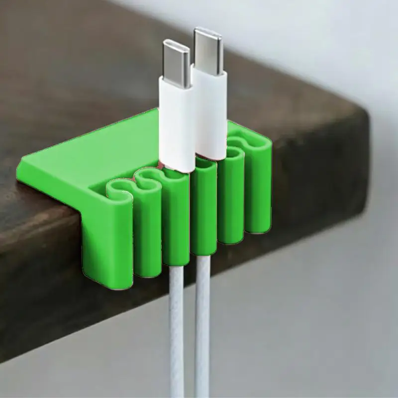 5pcs 3D Printed Desk Cable Organizer Clip – Multi-Slot USB Cord Holder, Edge Management, Home Office