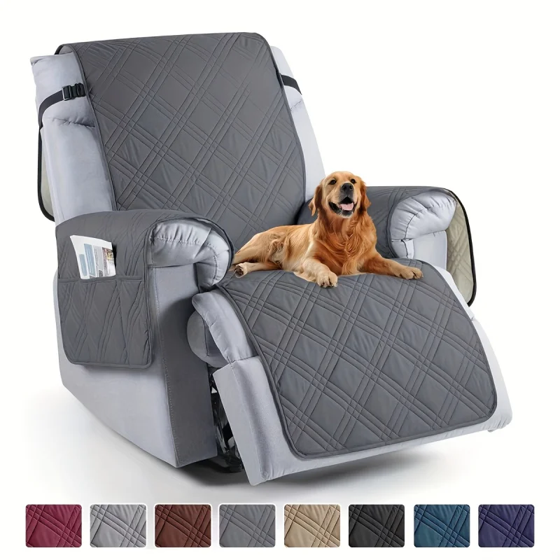 

Protective Plaid Recliner Cover for Massage Chairs, Scratch-Proof Washable Fabric with Pocket, Easy to Install in 2 Mins