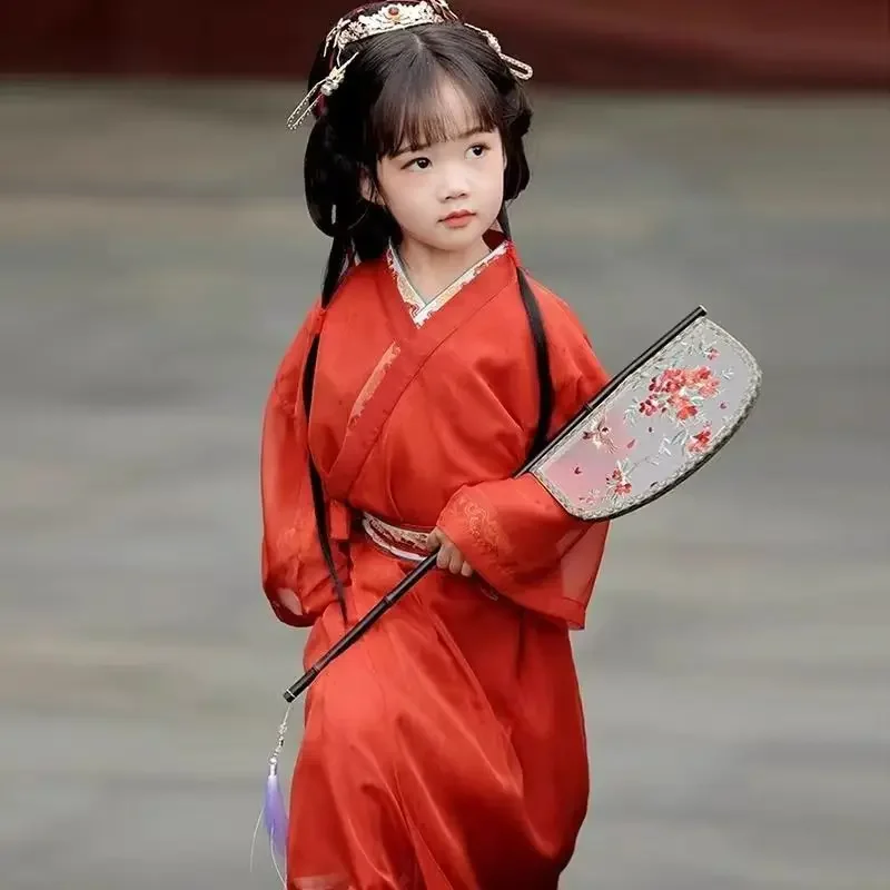 yesWarring States Robe for Girls - Non-Drag Length Cross Collar Zhiju, Guzheng Performance Chinese Hanfu Dress