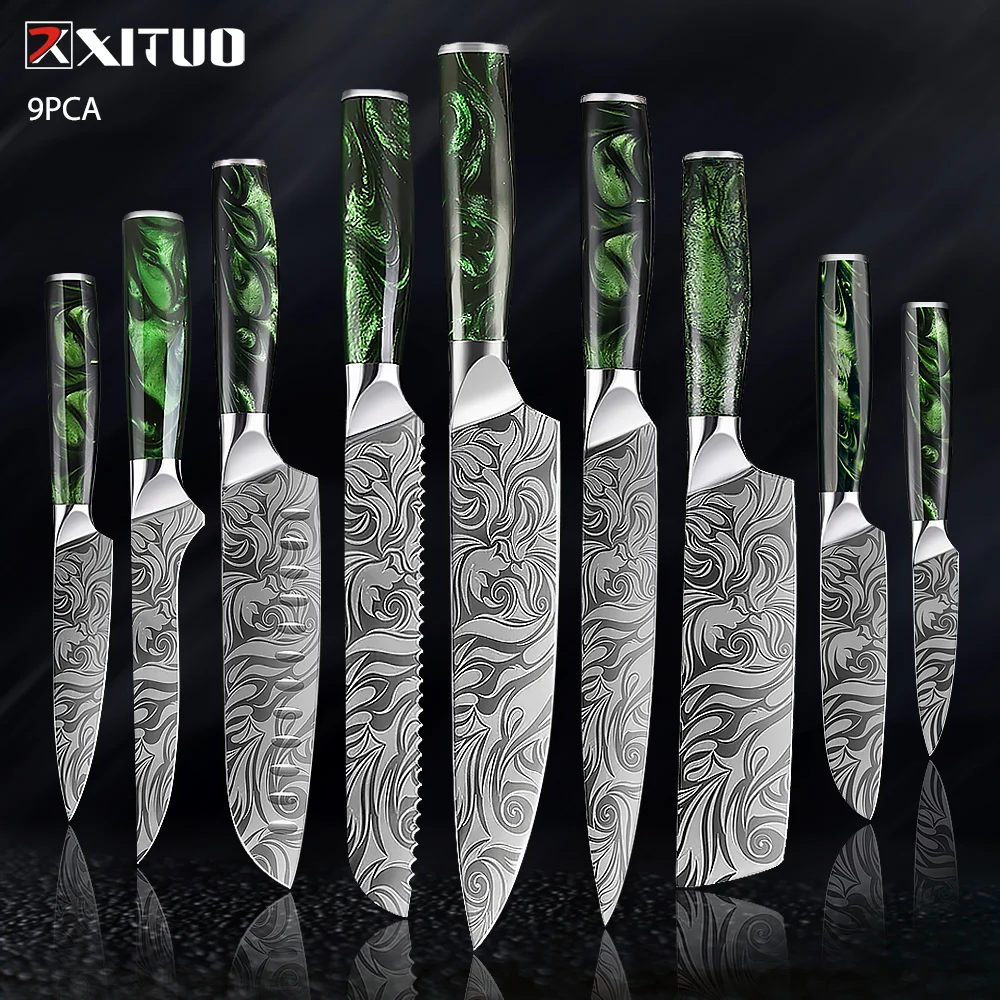 

XITUO Chef Knife Set High Carbon Stainless Steel 1-8pcs sharp Edge Knife Series Santoku Slicing Fruit Bread Knife Kitchen Tools