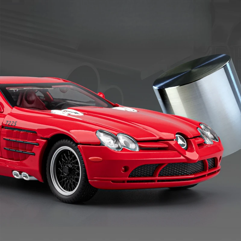 1:24 SLR 722S Sportwagen Simulation Legierung Automodell Sound und Licht zurückziehen Kinderspielzeug Sammlerstücke Geburtstagsgeschenke