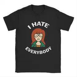 Men's T-Shirt Cartoon D-Darias I Hate Everybody Humor Cotton Tee Short Sleeve Strong Bravery MTV T Shirt Round Collar Tops Gift