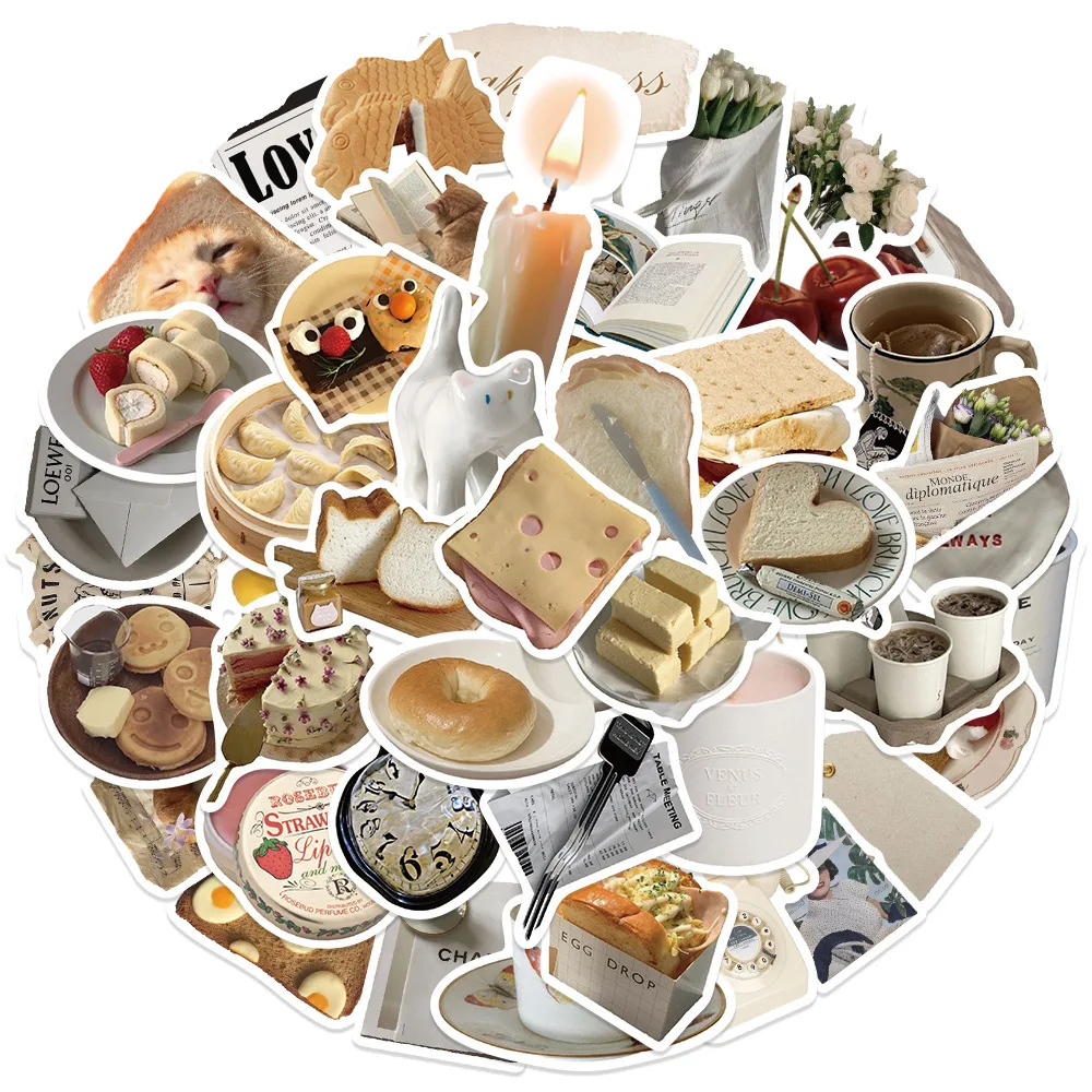 

50Pc Adorable Cream-themed Girls Cute Sticker Aesthetic Decal Diary Fridge Notebook Phone Waterproof Bottle Sticker