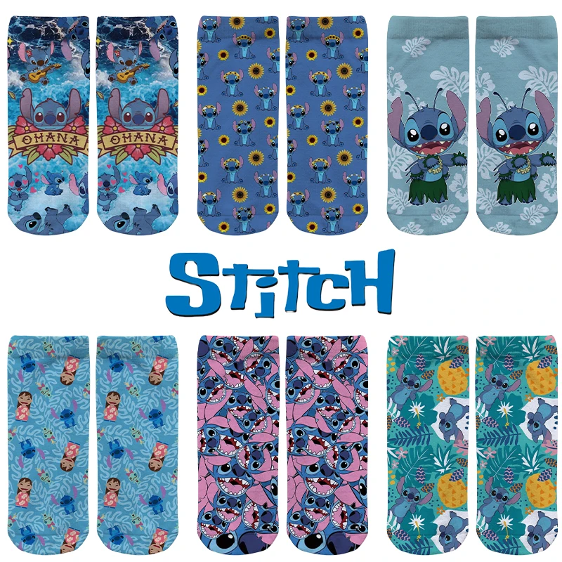 

Disney Stitch Cartoon Mid-calf Socks Anime Men Women Fashion Cotton Socks Spring Autumn Breathable Sweat Absorption Sports Socks