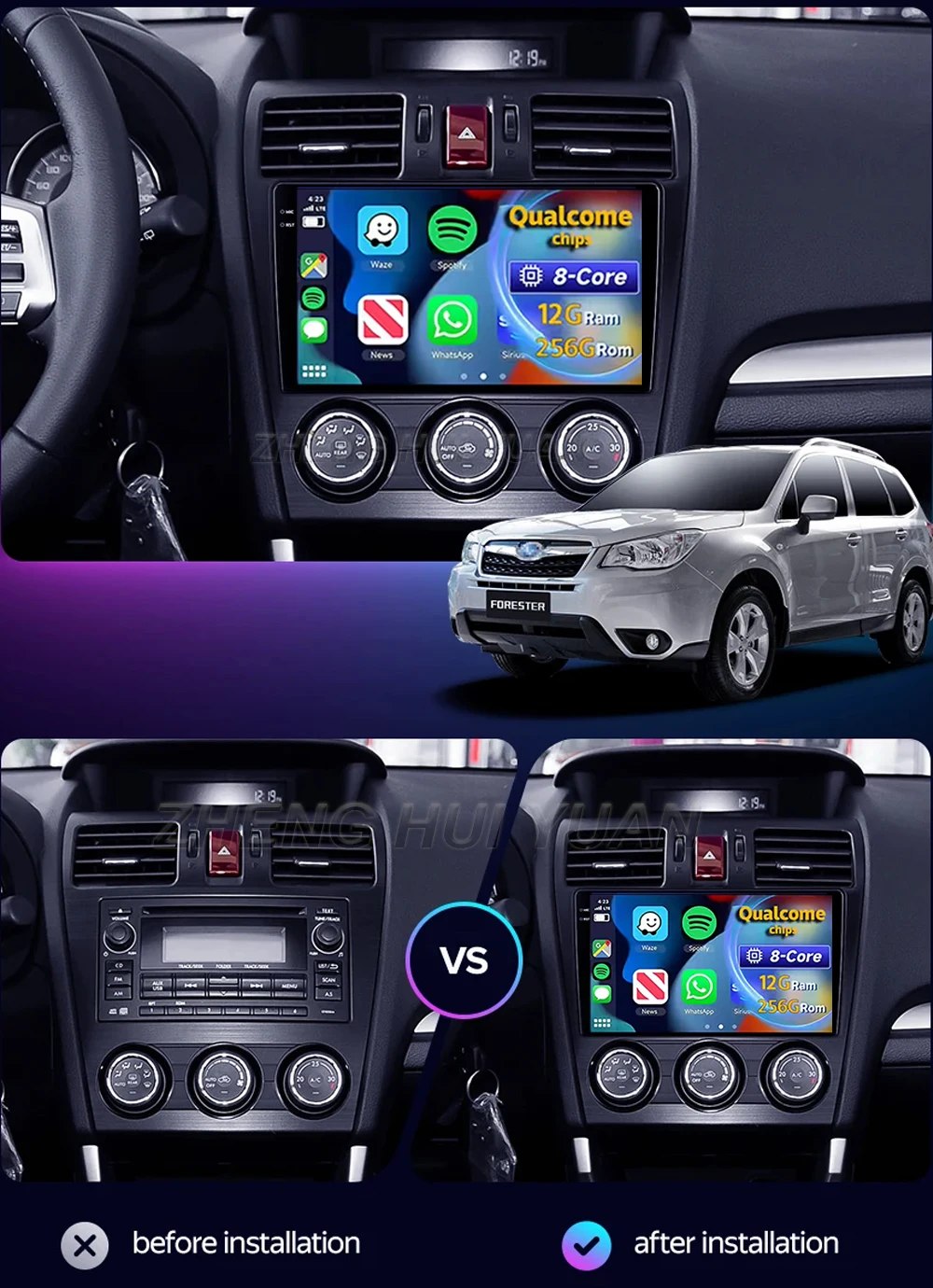 لسوبارو فورستر 4 SJ 2012 - 2015 أندرويد 15 راديو السيارة مشغل وسائط متعددة أندرويد السيارات Carplay رئيس وحدة الملاحة لتحديد المواقع #2