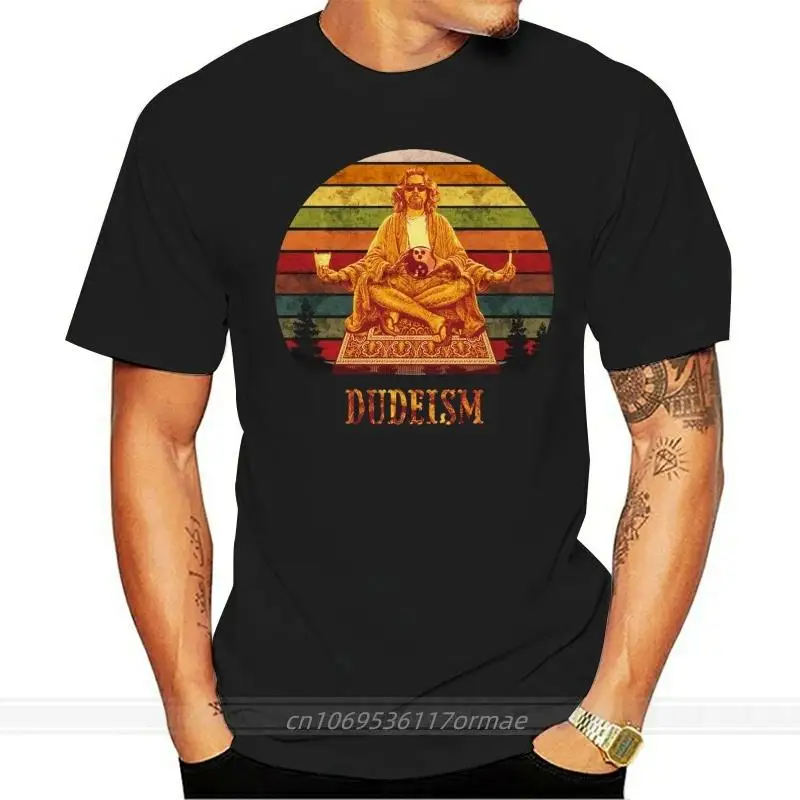 Camiseta de algodão vintage grande Lebowski masculina, dudeismo de Buda, tamanho Euro, moda verão