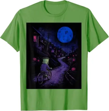 Frankenstein auf Fahrrad Halloween Fahrrad Radfahren T-Shirt Y2k Fahrradtour Vollmond Radfahren Gruselige Geschenke Grafik-T-Shirt Geschenke – Detail 8