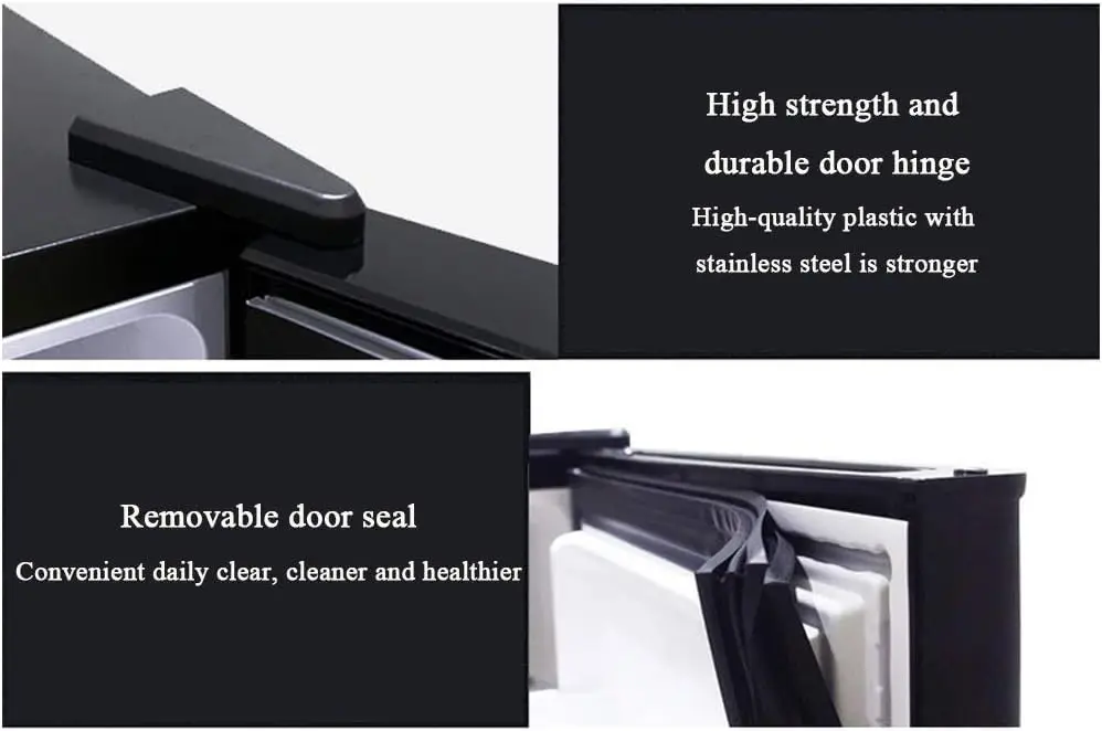 ثلاجة بار صغيرة تجارية للفندق مع قفل 30 لتر، باب إسفنجي أسود وأبيض، ثلاجة صغيرة مع ضوء LED