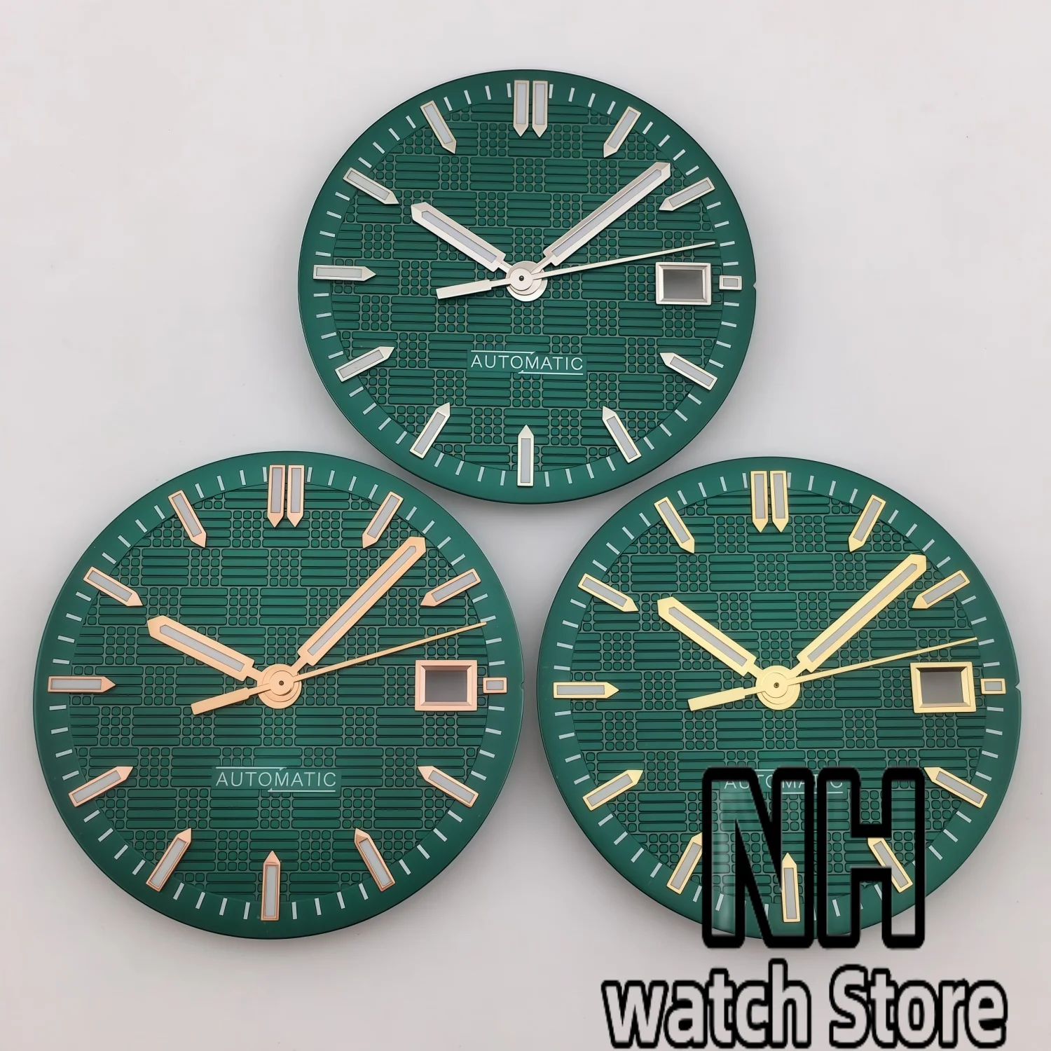 NH 31mm Engineer Watch Dial Part Hand Set Gold Rose Indexfor Green Luminous For NH35A NH36A Movement Watch Replacement Parts