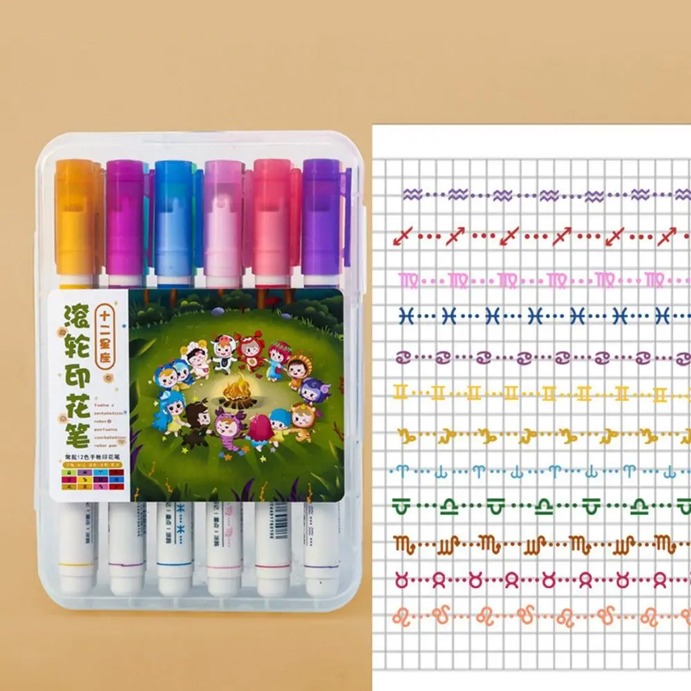 6/8/12PCS Flower-shaped Curve Highlighter Pen Drawing Tools Double Headed Drawing Marker Pen Graffiti Stationery Decoration Pen