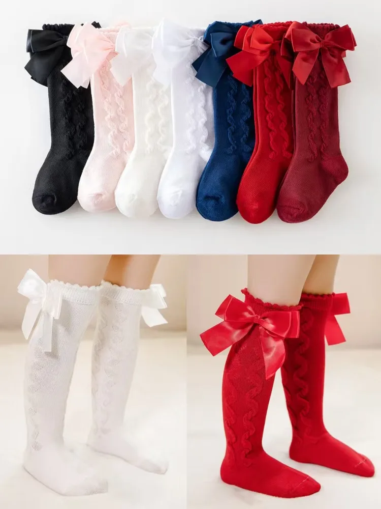Kinder-Lolita-Baumwollstrümpfe, süße Schmetterlingssocken für Kinder, Mädchen, Prinzessin, Ballett-Stil, Band, kniehohe Socken, Mädchen-Geschenk