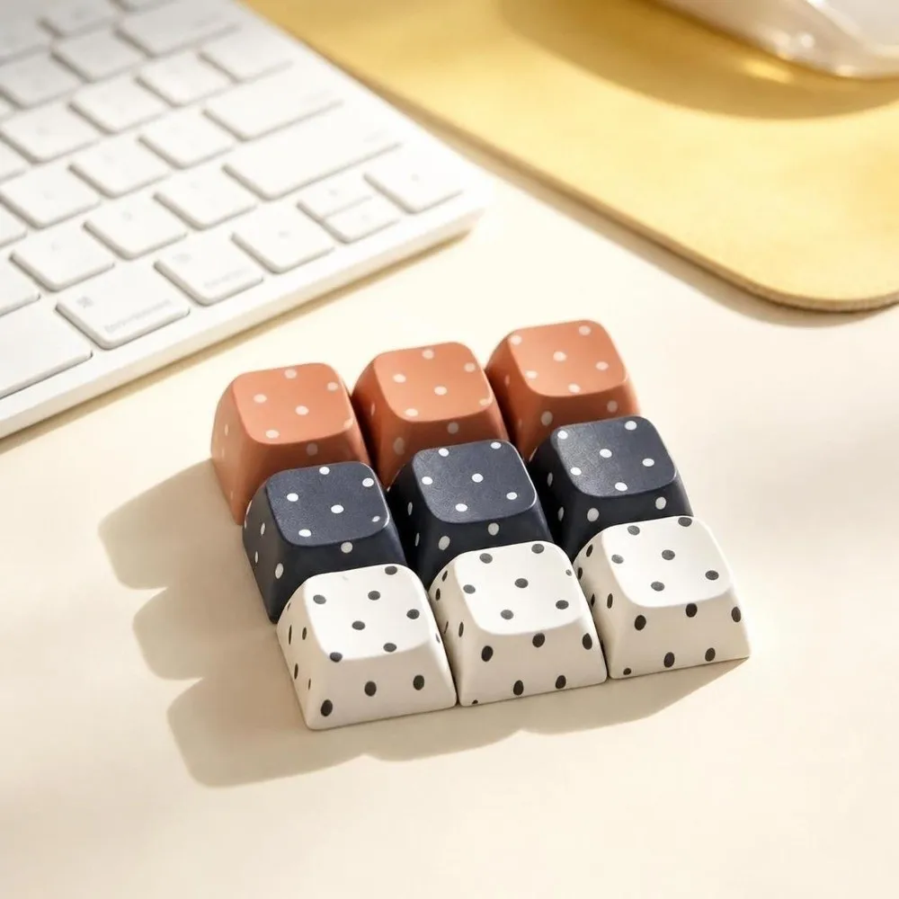 5 Pcs Handmade Craft Polka Dot Keycaps Push Button Switch Novelty Design Switch Tester Keychain Custom Gaming Type