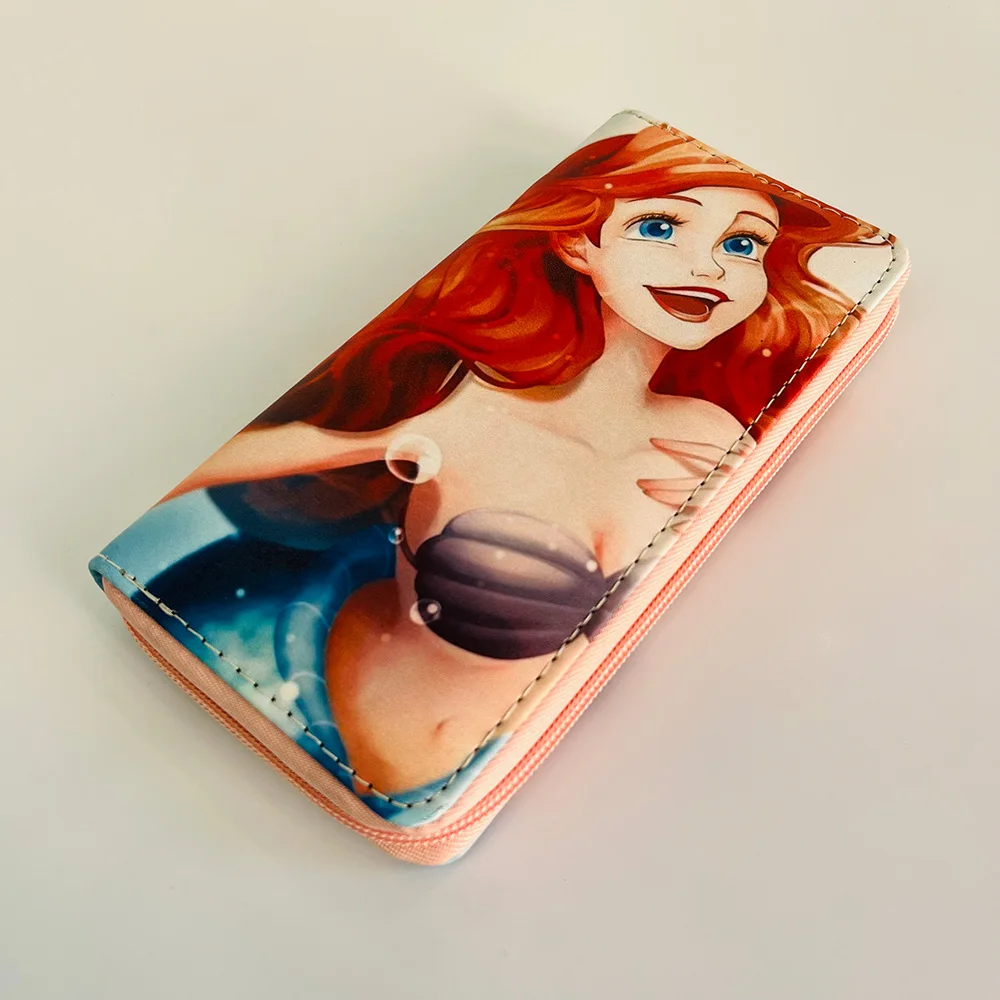 Disney Princess Ariel Mermaid W5412 Fashion Anime Wallet Cartoon Wallets Zipper Coin Bag Casual Purses Card Unisex Gift